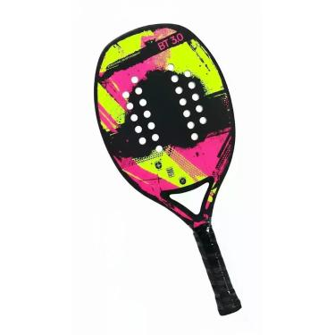 Imagem de Raquete Beach Tennis 24 Furos Fibra Eva Rosa/limão - Congratulations S
