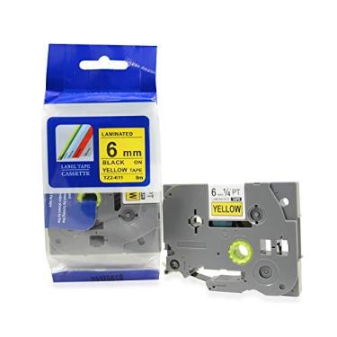 Imagem de Fita Compatível TZ-611 Tze-611 Amarela 6mm para Rotulador Brother PT-H105 PT-H110 PT-D200 PT-D210 PT-D400 PT-D410 PT-D600 PT-D610BT PT-P300BT P-Touch Cube