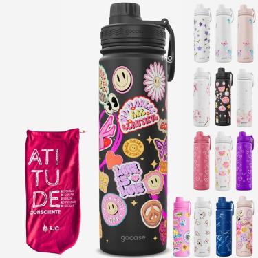 Imagem de KIT Garrafa Térmica Gocase Original Premium Estampas 650ml com saquinh