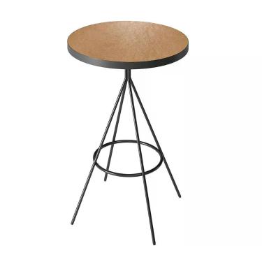 Imagem de Mesa de Centro Bistrô Viena Redonda Tampo Couríssimo Amarula MDF Base Aço 60cm Loja Sheep