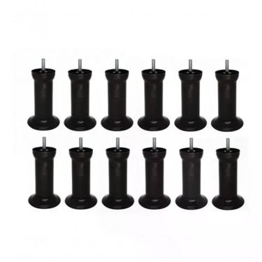 Imagem de Kit Com 12 Pés Para Cama Box Ou Baú Queen King Plástico Ultra Resistente Varian Preto 13cm Altura
