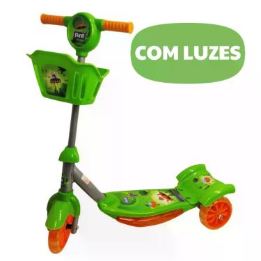 Imagem de Patinete Infantil 3 Rodas 2 em 1 com Luz LED Cesto Música e Guidão Regulável