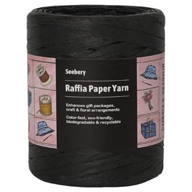 Imagem de Seebery Fio de fita de ráfia para artesanato - barbante de grama de ráfia para embrulho de presente, decoração DIY, persianas e muito mais | Corda de papel de corda fosca - 1/10.2 cm de largura, 218