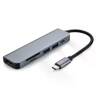 Imagem de HUB USB 6 em 1 - HDMI, USB-C, USB 3.0, Cartão SD, Micro SD - Kapbom