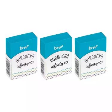 Imagem de Borracha Escolar BRW Infinity B00310 Retangular 3 Unidades Azul 7x5x2cm