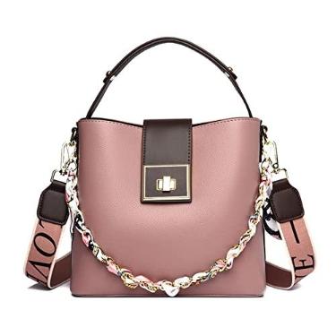 Imagem de Bolsas da moda bolsas femininas bolsa feminina corrente pequenas bolsas de ombro bolsas de luxo de couro macio crossbody para mulheres(Pink)