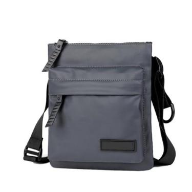 Imagem de Bolsa mensageiro masculina pequena de poliuretano com alça transversal bolsa mensageiro para homens, Cinza, Small, Cinza