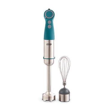 Imagem de Dash Liquidificador manual de imersão série Chef, liquidificador de 5 velocidades com lâminas de aço inoxidável, acessório de batedor e guia de receitas - azul-petróleo