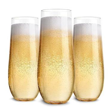 Imagem de Stock Your Home Canetas de champanhe de plástico descartáveis, copos de mimosa inquebráveis a granel para brunch, copos de coquetel transparentes para festas, vinho, torrada de casamento, chá de panela, 255 g (pacote com 12)