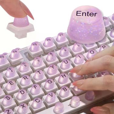 Imagem de Adesivos para Teclado Majeree 128 peças Glitter Roxo para Unhas Longas