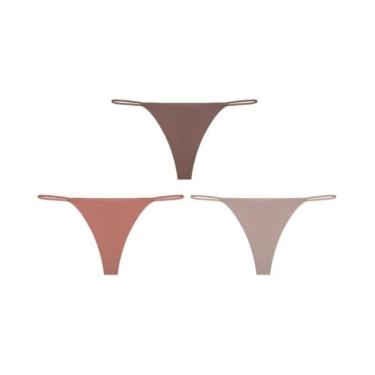Imagem de Calcinhas Tanga Sem Costura De Cintura Baixa 3PCS Com Alças Finas E Al