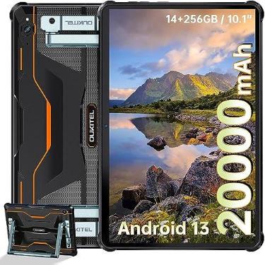 Imagem de OUKITEL RT6 Rugged Tablet 10.1 polegadas, Tablet Android 13, Bateria de 20000mAh (33W), 14GB+256GB/1TB, Câmera de 16MP+16MP, Octa-Core, Dual 4G LTE SIM+5G WiFi/GPS/OTG (Laranja)