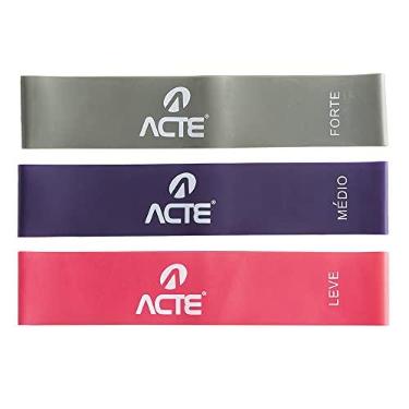 Imagem de Acte, Kit Faixa Elastica T71-R, Látex, 3 Resistências, 50cm - Academia, Yoga e Pilates - Rosa