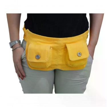 Imagem de Pochete Feminina Zup Bags Rave Tecido Amarelo Feminino 31CM Ajustável para Cinturas de 92CM a 105CM 3 Formas de Uso