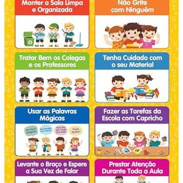 Imagem de Banner Combinados da Turma – Material Pedagógico Educação Infantil e Fundamental – Cartaz Didático Educativo de Regras, Boas Maneiras e Convivência Sala de Aula – Apoio Comportamento e Rotina Escolar