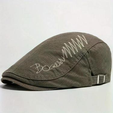 Imagem de Boina Ajustvel Com Letras Bordadas Estilo Fashion Marrom