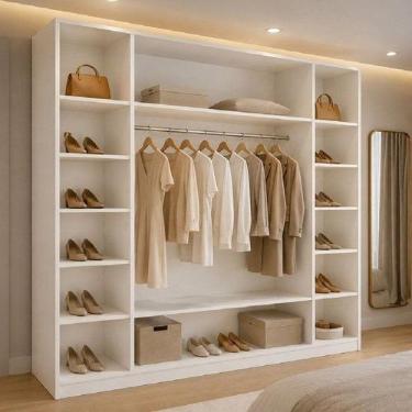 Imagem de Armário Closet Modular 12 Prateleiras em Colméia e Arara Cabideiro Ana
