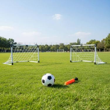 Imagem de Kit Completo Golzinho Duas Traves Futebol Gol Infantil Bola - Brinq Ki
