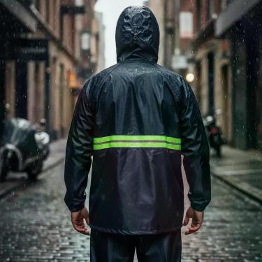 Imagem de Capa De Chuva Motoqueiro Com Faixa Refletiva E Capuz - SEM MARCA, G VE