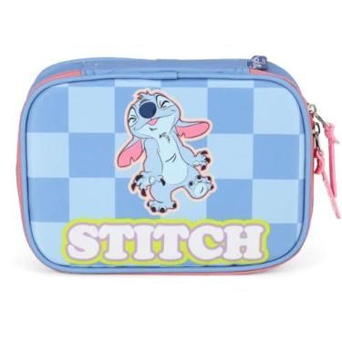 Imagem de Estojo Box, Stitch, Azul, Tecido, Luxcel