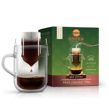 Imagem de Café Orfeu Intenso Drip Coffee. Contém 10 saches