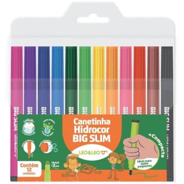 Imagem de Caneta Hidrografica Jumbo Leo e Leo BIG SLIM 12 Cores Estojo - Leonora