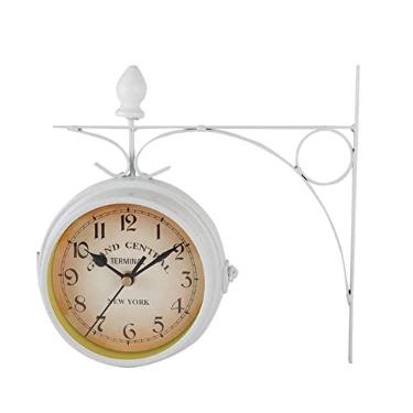 Imagem de Relógio de Arte Em Branco, Relógio de Parede Silencioso Dupla Face retrô Vintage Com Vidro Transparente Alto, ótima Decoração de Casamento