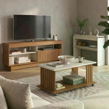 Imagem de Sala de Estar City Rack 1 Portas 2 Prateleiras MDF 15mm MDP 15mm 65POL Cinamomo Dkadidecor