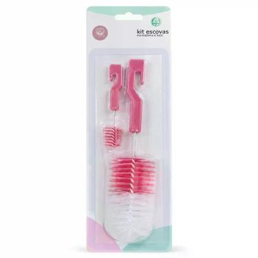 Imagem de Kit Escovas de Limpeza Mamadeira e Bico Mimo - PASSEAR, Rosa