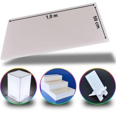 Imagem de Chapa de Acrílico Branco Puro 5mm 50x100cm Placa Premium Translúcida C
