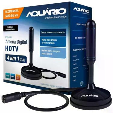 Imagem de Antena Digital Hdtv 5 Em 1 Vhf/uhf/fm/hdtv/4k Uso Interno Ou Externo Com Cabo 5 Metros Dtv-150