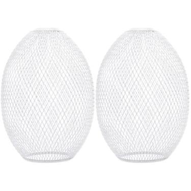 Imagem de 2 Unidades Abajur De Malha Lustre De Metal Abajur Abajures Industriais Abajur Pendente De Elegância Candeeiro Suspenso De Metal Branco Abajur De Parede Pendurado Ferro
