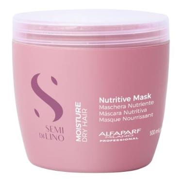 Imagem de Máscara nutritiva Alfaparf Milano Semi Di Lino Moisture para cabelos secos - Segura em cabelos tingidos - Sem sulfato, parabenos e parafina - Qualidade de salão profissional 500ml
