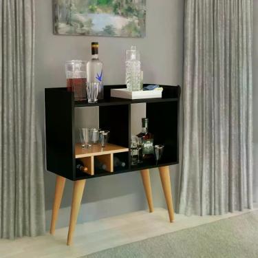 Imagem de Aparador Amanda Minibar Para Drinks Sala De Estar Moderna Preto