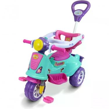 Imagem de Triciclo Infantil Avespa Passear +12 e Pedalar +24 Meses Anel de Proteção Removível Rosa Maral