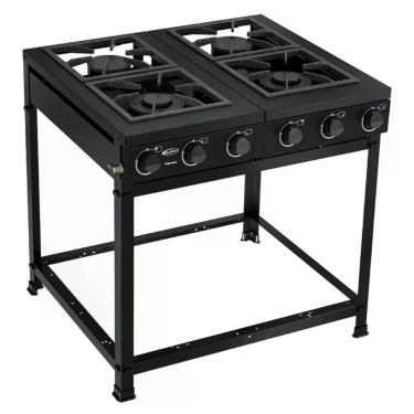 Imagem de Fogão 4 Bocas Semi Industrial Imperador sem Forno Preto Fosco com 4 Queimadores de Alta Potência Clarice