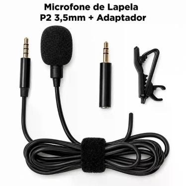 Imagem de Microfone de Lapela P2 3,5mm Condensador para PC Notebook Desktop com 