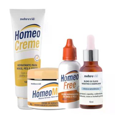 Imagem de Kit Tratamento para Pés e Unhas Homeo Creme Homeo Mag Homeofree e Blend Óleos Analgesia Nobrevie com Creme Hidratante