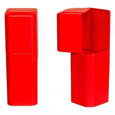 Imagem de Porta Escovas e Creme Dental com Encaixe Adesivo OEM para Higiene Bucal em Plástico Vermelho Kit 2 Peças