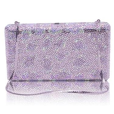 Imagem de Bestenda Bolsa de mão Leaprod de cristal para mulheres, formal, exclusiva, para casamento, animal, strass, festa noturna, Opala branca, Large