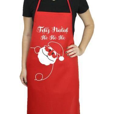 Imagem de Avental de Cozinha Vermelho Unissex Personalizado Natal Lançamento - D