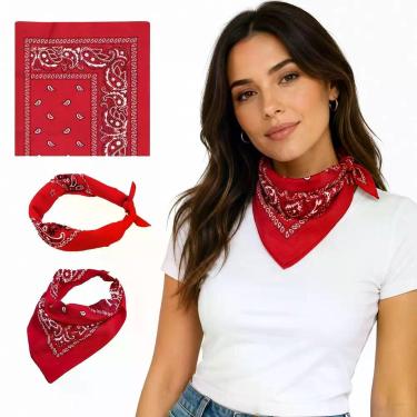 Imagem de Bandana Faixa Lenço Vermelho pescoço Poliéster Fantasia - Genérica, 1 