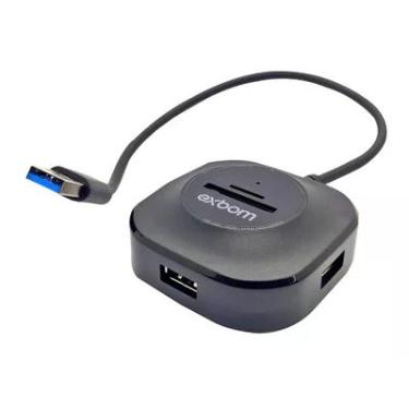 Imagem de HUB USB 5 em 1 com 3, Portas USB 3.0 + Leitor de Cartão microSD + Leitor de Cartão SD Exbom  - UH-R33