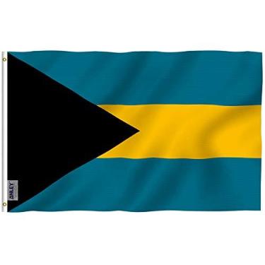 Imagem de Bandeira da Bahamas de ANLEY Fly Breeze 3x5 pés - cores vivas e resistente ao desbotamento por UV - bandeiras das Caraíbas das Bahamas com ilhós de latão de 3 x 5 pés