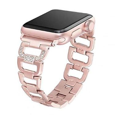 Imagem de Pulseira Metal Luxury Rose Gold LTIMPORTS, compativel com Apple Watch 42mm Series 11/10, Apple Watch 41mm Series 9/8/7, Watch 40mm Series 6/5/4/SE e Apple Watch 38mm Series 3/2/1
