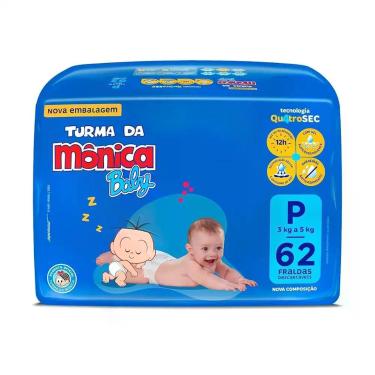 Imagem de Fralda Turma da Monica Baby Qu4troSec Tamanho P 62 Fraldas - Turma Da 