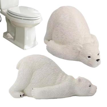 Imagem de Tampas de vaso sanitário para vaso sanitário decorativas, tampas de vaso sanitário de urso polar de resina, tampas de tampa de parafuso de piso de vaso sanitário fofas, tampas de vaso sanitário para