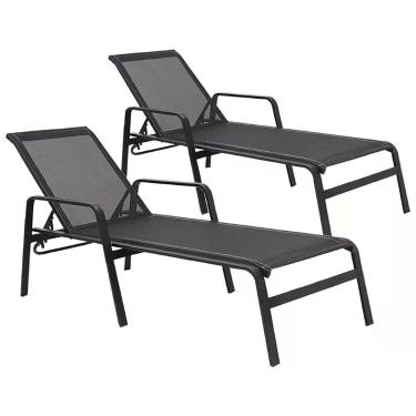Imagem de Kit 2 Espreguiçadeiras Lótus Premium Preto