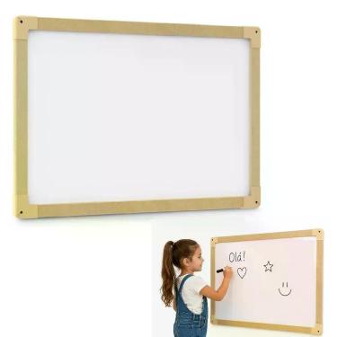 Imagem de Quadro Branco Lousa para Marcador Parede 40x60cm MDF com Cantoneiras Plásticas Pintura UV