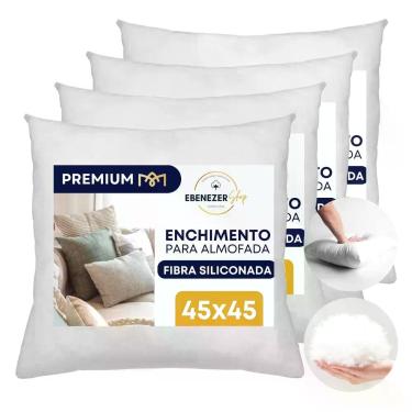 Imagem de Kit 4 Enchimento Almofada 45x45cm Fibra Siliconada Antialérgico Sofá S